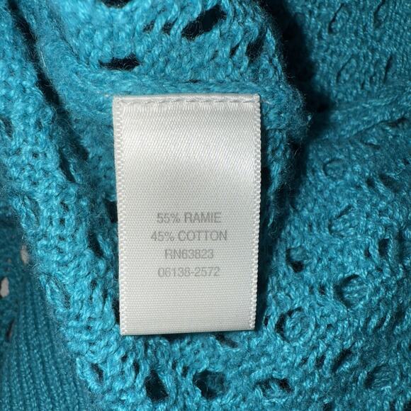 Christopher & Banks Teal Open Knit Cardigan - Size Medium - Picture 7 of 7